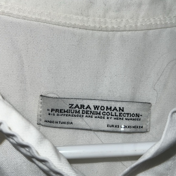 Zara Shirt Womens XS White Button front Long Sleeve Roll Tab Chest Pockets - Picture 3 of 9